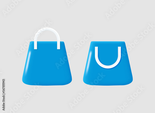 Shopping bag icons isolated on white. 3d vector illustration