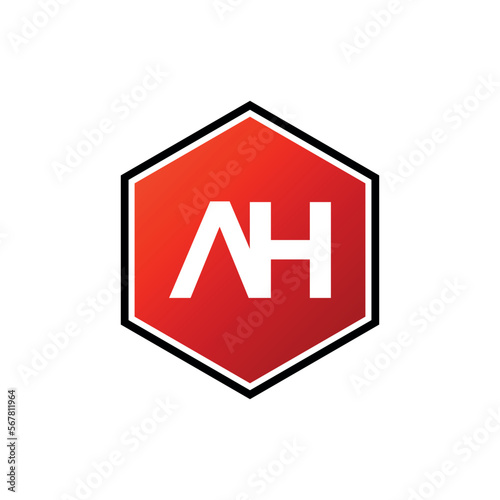 AH Initial Letter Hexagon Shape Logo Template