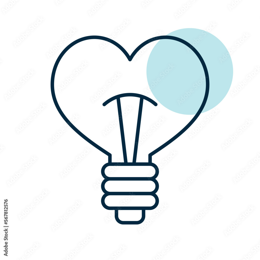 Heart shape in light bulb vector icon isolated Heart shape in light bulb vector icon isolated
