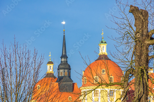 Partial view of Moritzburg Palace near Dresden, Saxony, Germany; taken from public place. photo