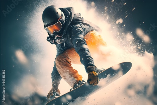 Snowboarder, sport d'hiver, snowboard