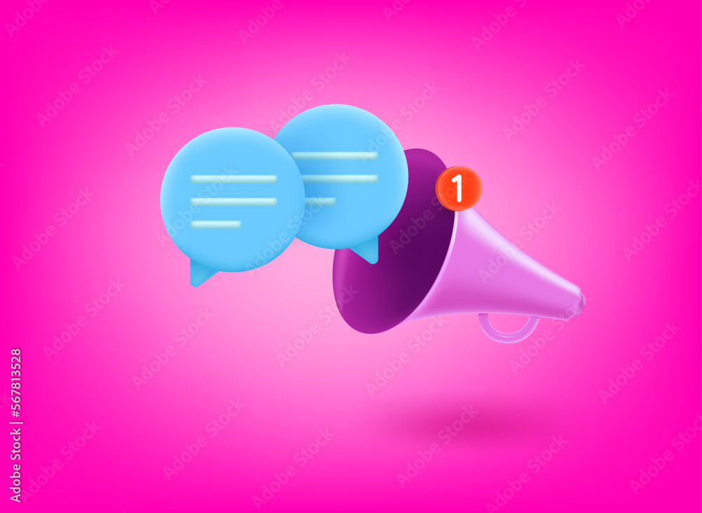 Loudspeaker with dialog concept. 3d vector illustration Loudspeaker with dialog concept. 3d vector illustration