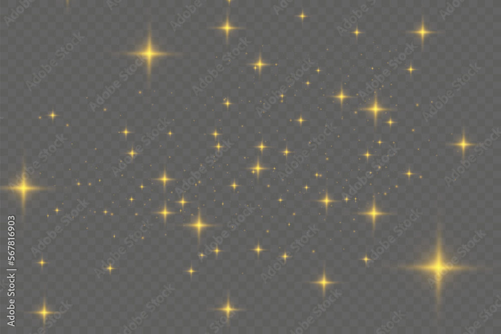 Beautiful sparks shine with special light. Vector sparkles on a