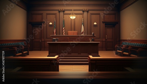 Empty courtroom advertisement template, empty space for text, advertisement banner photo