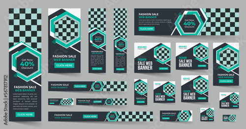 Morden and creative real estate web banner template design, Vector horizontal and vertical google web banner ads design