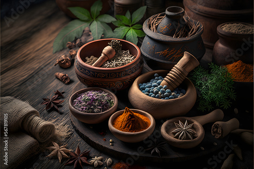 spices and herbs in a bowl.