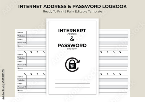 Internet address and password logbook