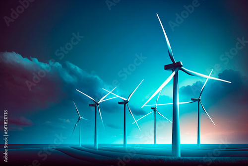 Obraz na plátne Molinos de viento, molinos eólicos generadores de electricidad