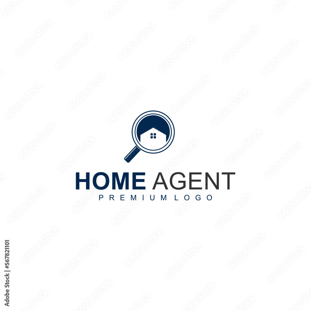 
House logo design in magnifying glass suitable for property company