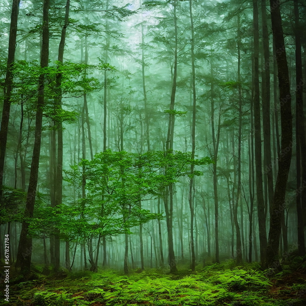 Fototapeta premium Forest. The big trees in the forest.