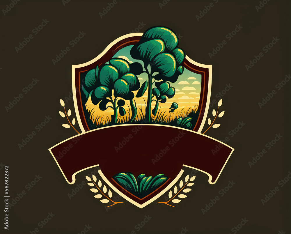 Naklejka premium logo for Shovel Leaf Farm Field. Creative Idea for Brand Company in the Fields of Agriculture, Harvest, Ecology, and Gardening, etc. Generative AI