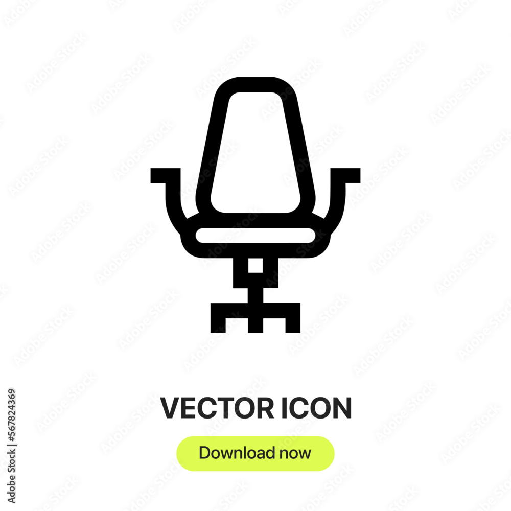 Desk Chair icon vector. Linear style sign for mobile concept and web design Desk Chair symbol illustration. Pixel vector graphics - Vector. Desk Chair icon vector. Linear style sign for mobile concept and web design Desk Chair symbol illustration. Pixel vector graphics - Vector.