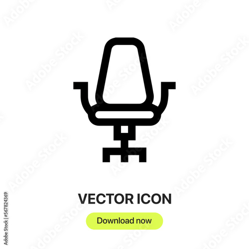 Desk Chair icon vector. Linear style sign for mobile concept and web design Desk Chair symbol illustration. Pixel vector graphics - Vector. 