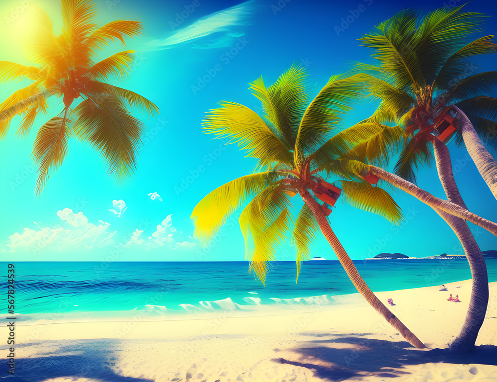 Obraz premium Sunny Vacation, Generative AI Illustration