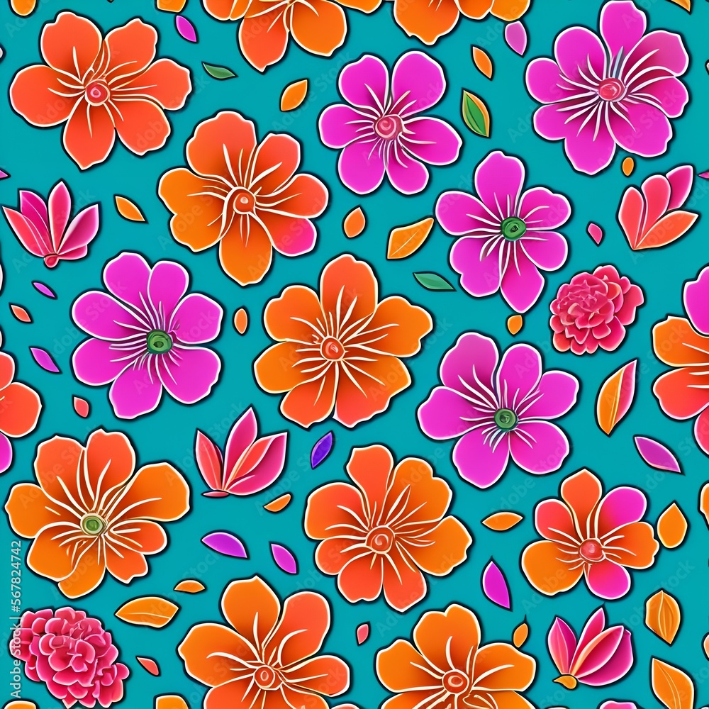 Floral Pattern, Generative AI Illustration Floral Pattern, Generative AI Illustration