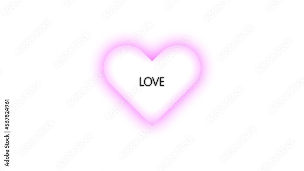 Pink outline of a heart with a love message on a transparent background. Animation of heartbeat background movement. Romantic background. Abstract romantic background. Wedding Love Valentine's Day