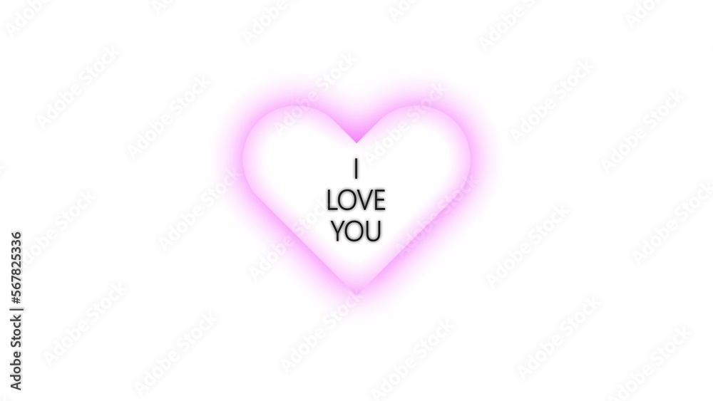 Pink outline of a heart with a romantic inscription on a transparent background. Animation of heartbeat background movement. Romantic background. Abstract romantic background. Wedding Love Valentine's