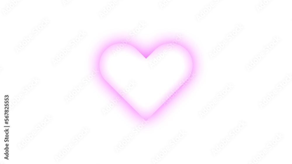 A white heart with a pink glowing outline on a transparent background. Animation of heartbeat background movement. Romantic background. Abstract romantic background. Wedding Love Valentine's Day