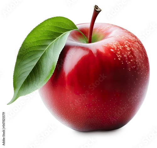 Fresh red apple isolated on transparent background PNG Full Depth of Field photo