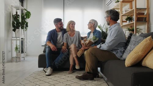 Young couple visiting parents