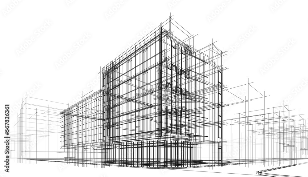 Architecture building 3d illustration