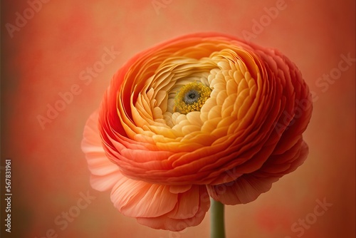  a large flower with an eye in the middle of it's center and a pink background behind it with a red wall behind it.  generative ai