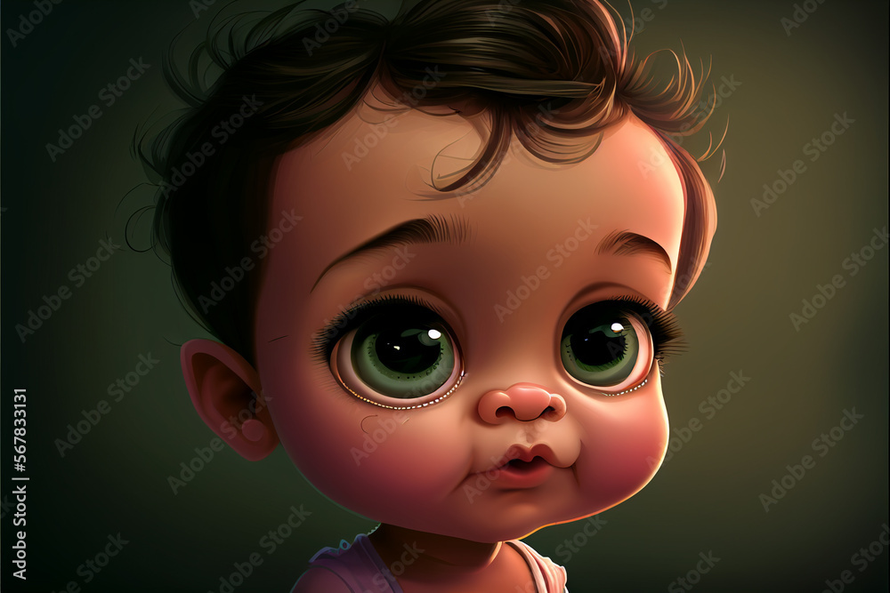 Bambini cartoon carini con grandi occhi, coccolosi, AI Bambini cartoon carini con grandi occhi, coccolosi, AI