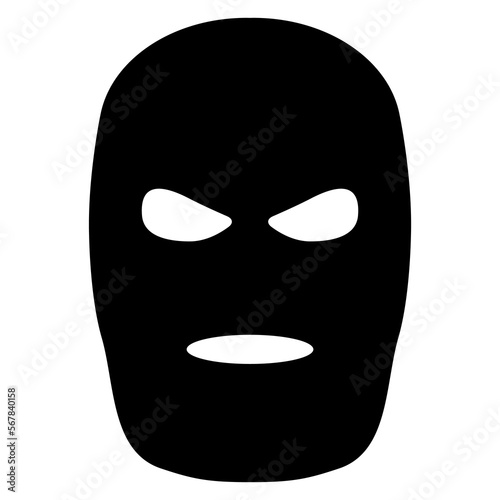 Icono avatar. Logo delincuente. Silueta aislada de cabeza de hombre tapada con un pasamontañas