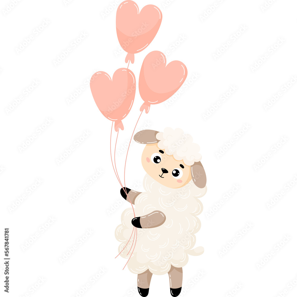Cute sheep with balloons Cute sheep with balloons