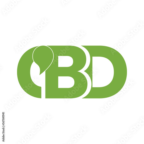 CBD Oil or Cannabidiol Lettermark Logo for CBD Hemp Oil Label Design or Box Design Template