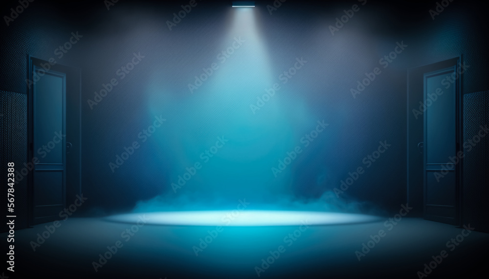 Obraz premium Empty Dark Scene Blue Stage Lighting created with Generative AI Technology, ai, generative