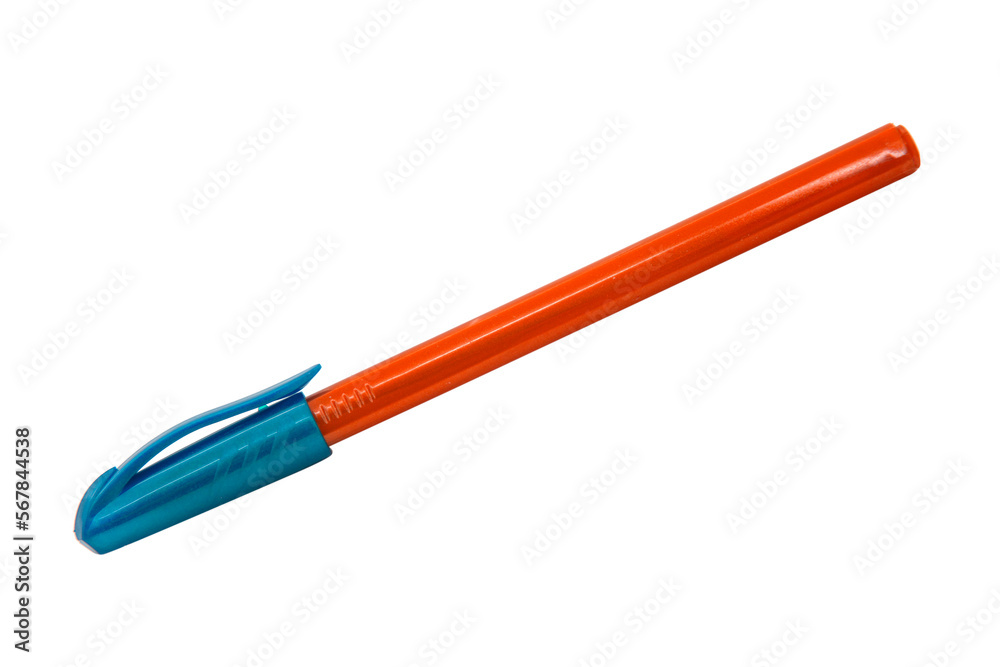Blue ballpoint pen school write isolated on the white background Blue ballpoint pen school write isolated on the white background
