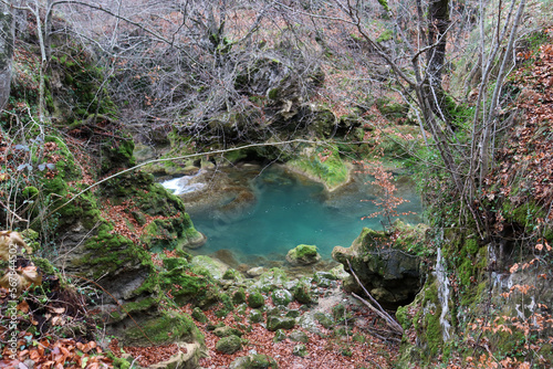 Turquoise waters of the Urederra river, in the Urbasa Andia Natural Park in Navarra (Spain) photo