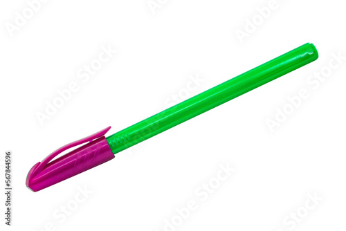 Blue ballpoint pen school write isolated on the white background
