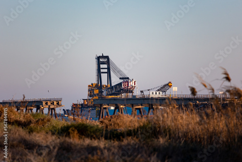 Maritime crane on the beach of Sagunto