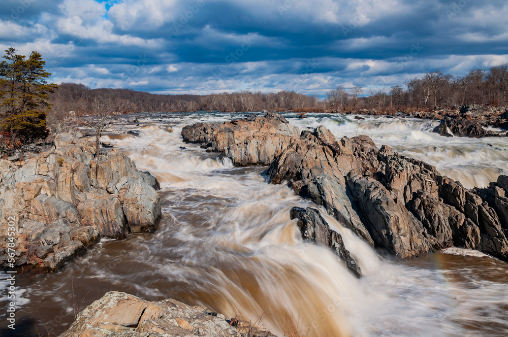 Freezing Cold Day at the Great Falls of the Potomac, Virginia USA, Great Falls, Virginia