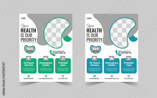 The Best Medical Flyer Template Design. Healthcare Flyer Layout with Blue Accents, Abstract vector layout background set. Flyer Layout with organic poster flyer template brochure cover design layout.