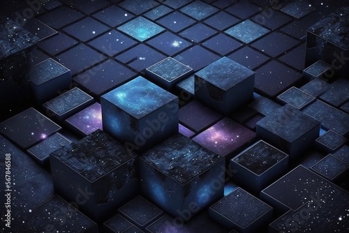 space background with squares and cubes