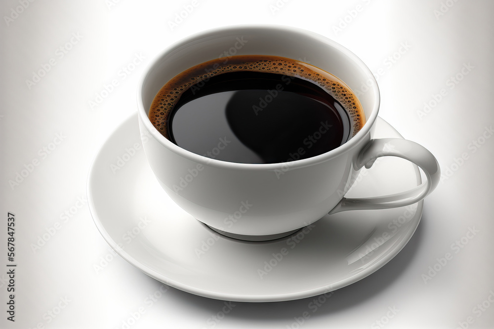 Black coffee in a white cup, isolated on a white background with a clipping path. Generative AI Black coffee in a white cup, isolated on a white background with a clipping path. Generative AI