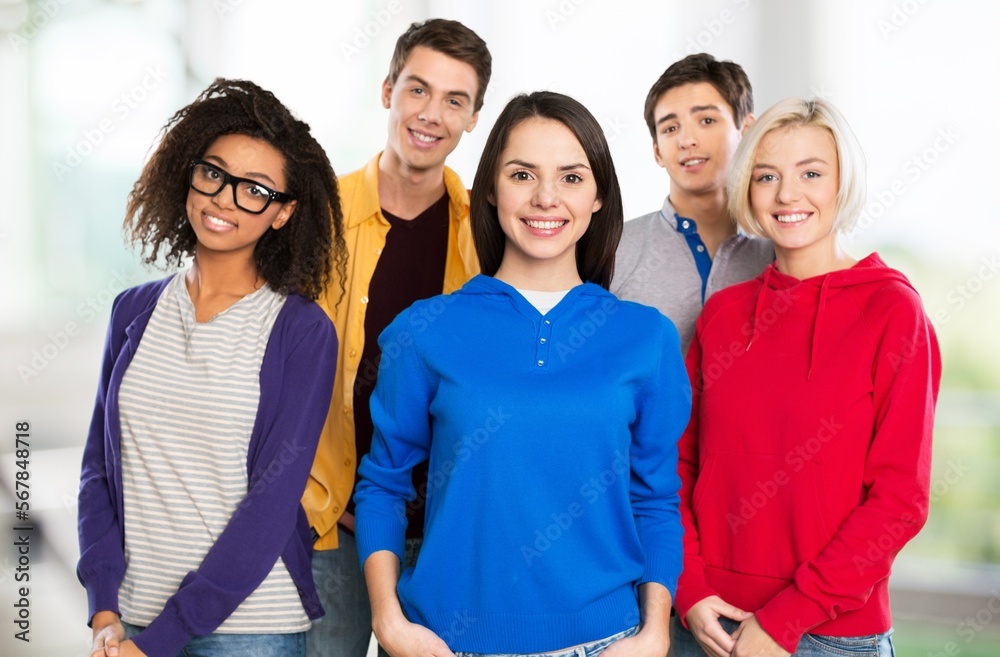 Happy group of young university students. Happy group of young university students.