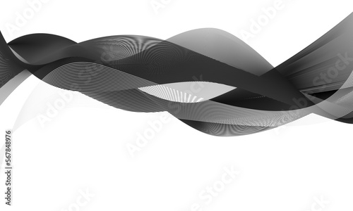 Abstract black smooth wave on a white background. Dynamic sound wave. Design element. Vector illustration. Abstract smooth gray wave vector. Curve gray motion illustration. Transparent wave black line