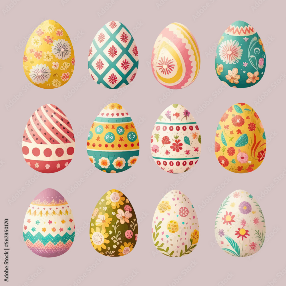 Easter eggs set without background