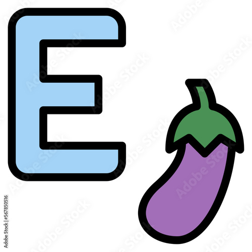 e capital letter alphabet eggplant