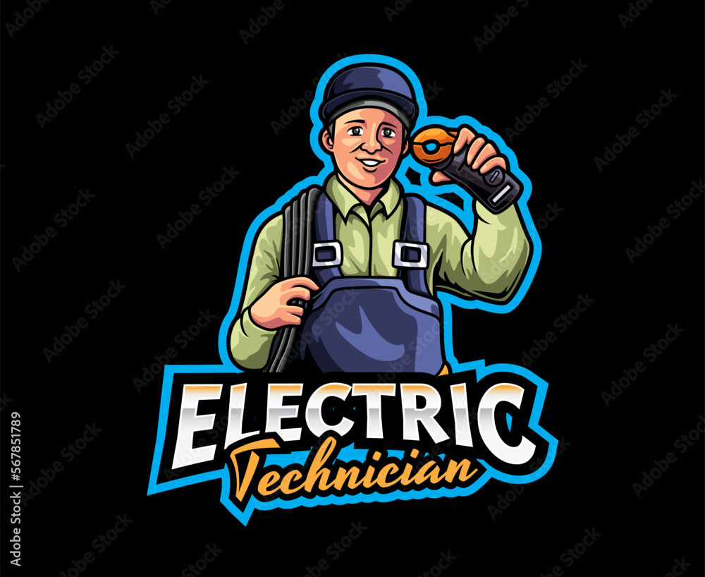 Electric Technician Mascot Logo Electric Technician Mascot Logo
