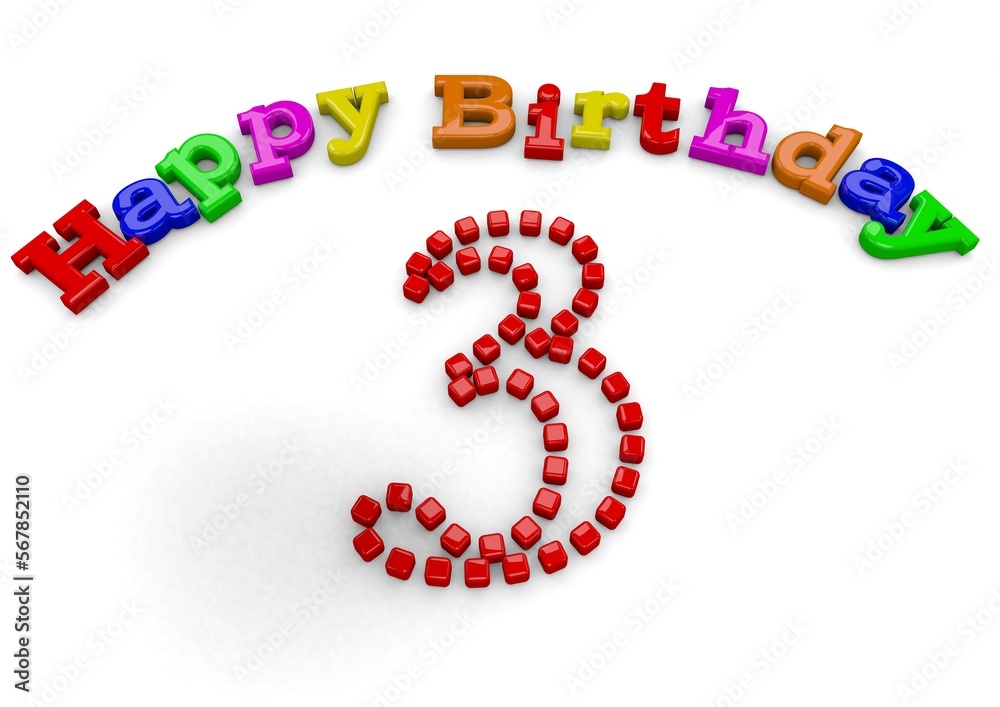 3D-Rendering Happy Birthday with big number 3D-Rendering Happy Birthday with big number