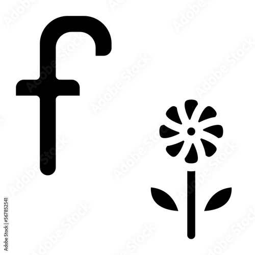 f lowercase flower letter alphabet