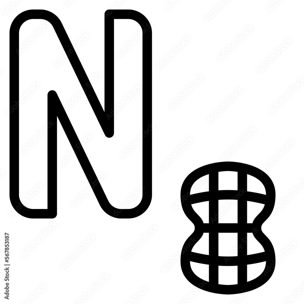 n capital letter alphabet nut