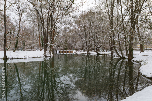 Winter landscape with snow. Beautiful park with trees - Straznice - Czech Republic © Roman Bjuty