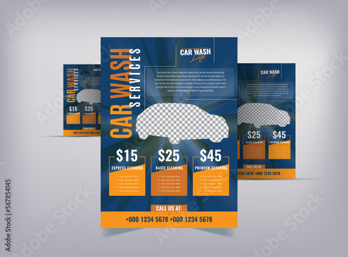 Car Wash Flyer Design Template, Car Cleaning Service flyer, Washing flyer, automobile wash leaflet, flyer layout design.	