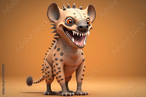 Canvastavla Cute 3D cartoon of hyena character. Generative AI